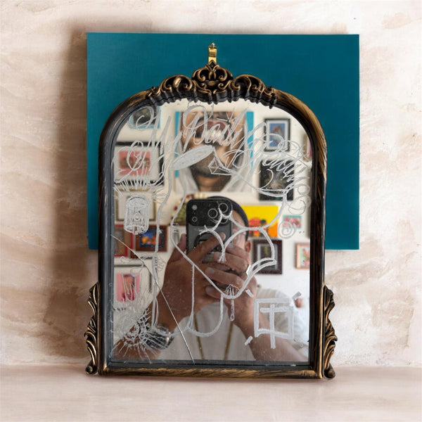 "Routine" Square Mirror by Pobre