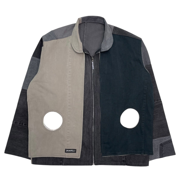 Hanging Hoop Pocket Patchwork Denim Work Jacket by Jayavelli