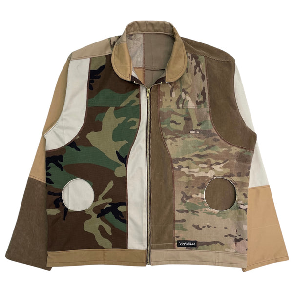 Wavy Arch Patchwork Canvas Work Jacket by Jayavelli