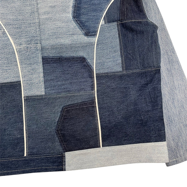 Inverted Piping Patchwork Denim Work Jacket by Jayavelli
