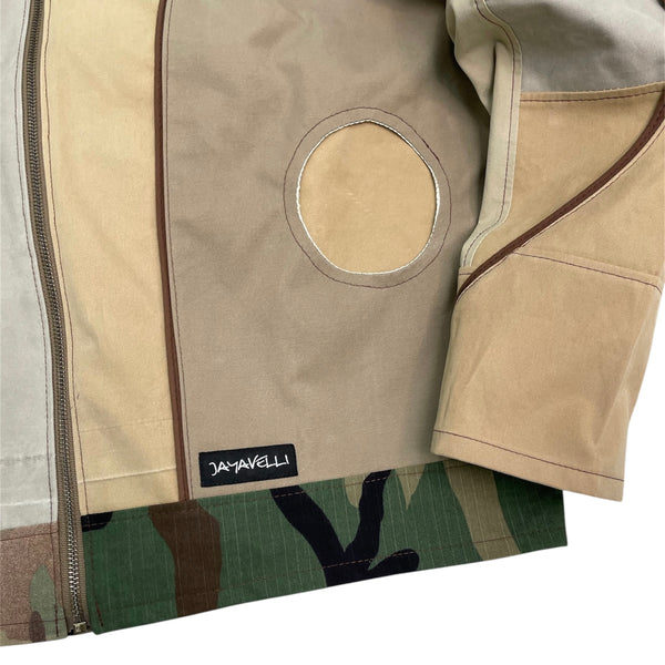 Asym Arch Patchwork Canvas Work Jacket by Jayavelli