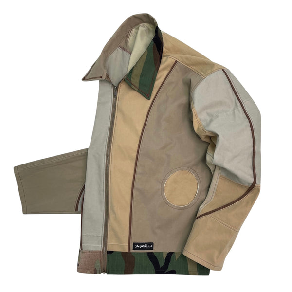 Asym Arch Patchwork Canvas Work Jacket by Jayavelli