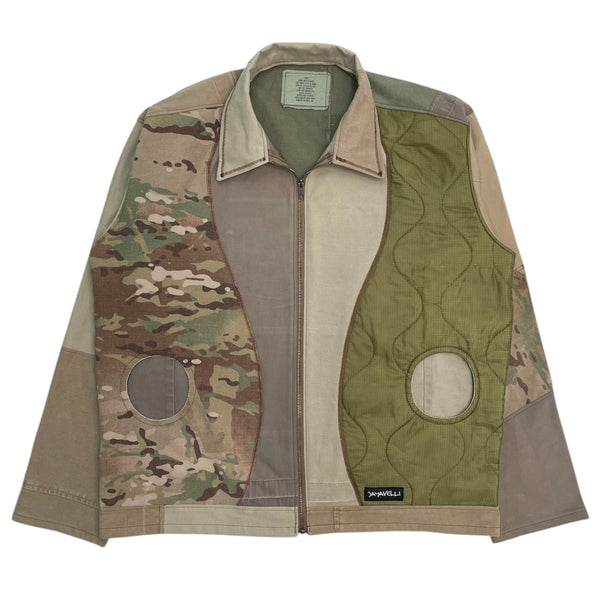 Wavy Patchwork Canvas Work Jacket by Jayavelli
