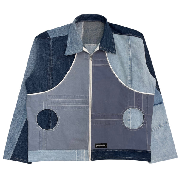 Inverted Piping Patchwork Denim Work Jacket by Jayavelli