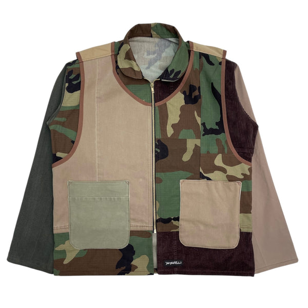 Double Layer Vest Patchwork Canvas Chore Coat by Jayavelli