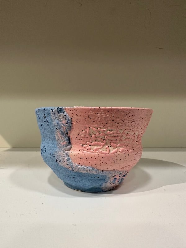 Pink & Sky Blue Medium Ceramic Cup by Lauren Combs