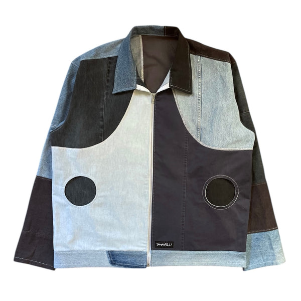 Wavy Arch 2.0 Patchwork Denim Work Jacket by Jayavelli