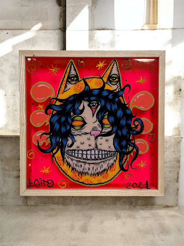 Mr. Gato Custom Framed Red Acrylic Print by Eye Gato
