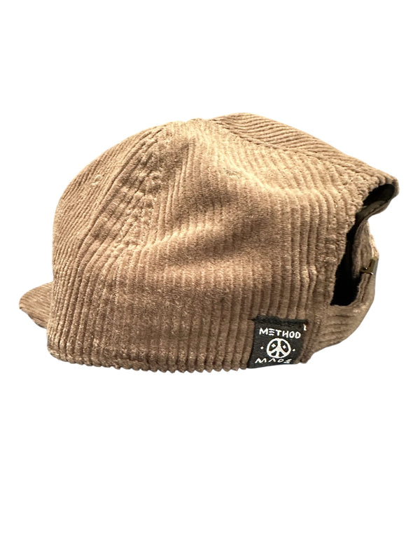 Dark Tan Corduroy Embroidered Rose Cap by PEP x Method Made