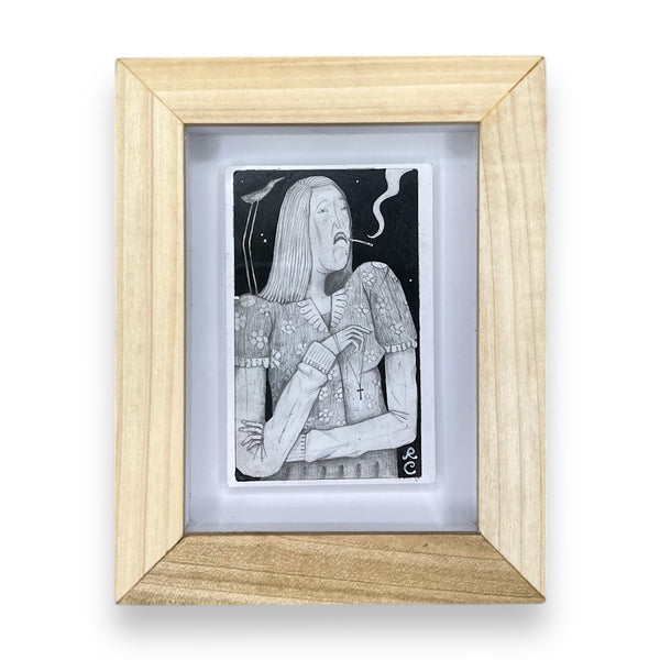 Lady Smoking With Bird By RC