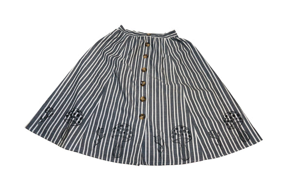 Handmade Block Print On Second Hand Skirt by Queer The Way