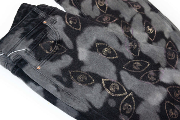 Handmade Block Print On Second Hand Pants by Queer The Way